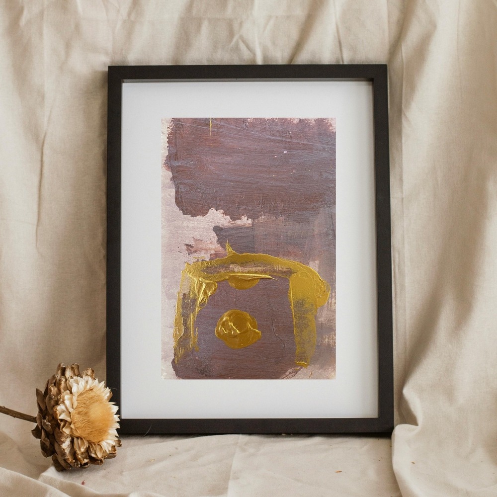 OMAN Original Abstract Expressionist Painting 5.5x8.5 Mixed Media Modern Art